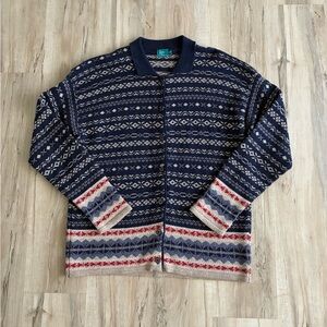 Weekend Edition Vintage Blue Patterned Knit Button Up Sweater